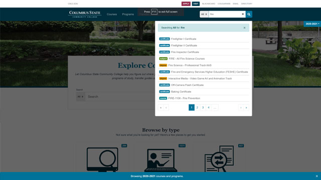The Columbus State searchable catalog/exploration tool.