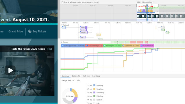 Taste the future homepage metrics